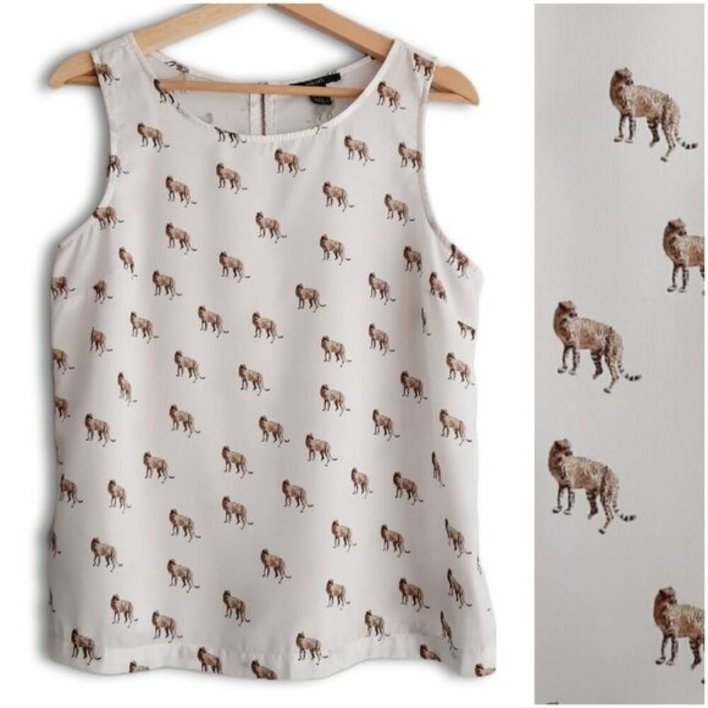 FOREVER 21 | Cheetah Print Light Tank Top Wild Cat Novelty Pattern Sz M Flawed